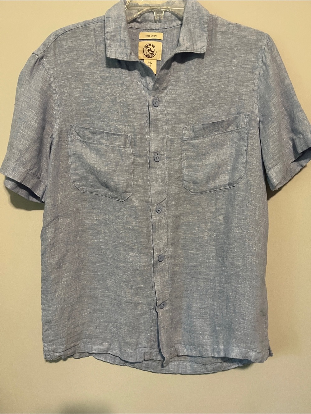Panama Jack Light Blue Short-Sleeve Linen Button-Down Shirt
